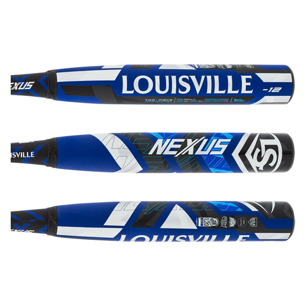 Shop The Large Capacity Of 2022 Louisville Slugger Nexus -12 Fastpitch Softball Bat: WBL2459010 Black, Blue, White At BaseBall Bat Gear Shop