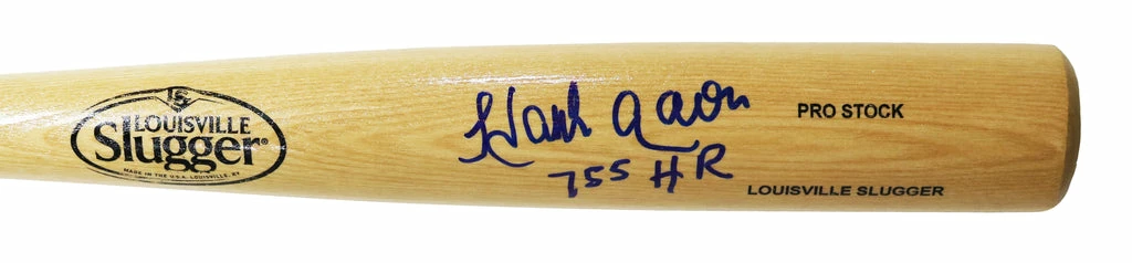 Sports-Autographs Hank Aaron Atlanta Braves Signed Autographed Louisville Slugger Natural Bat Heritage Authentication COA
