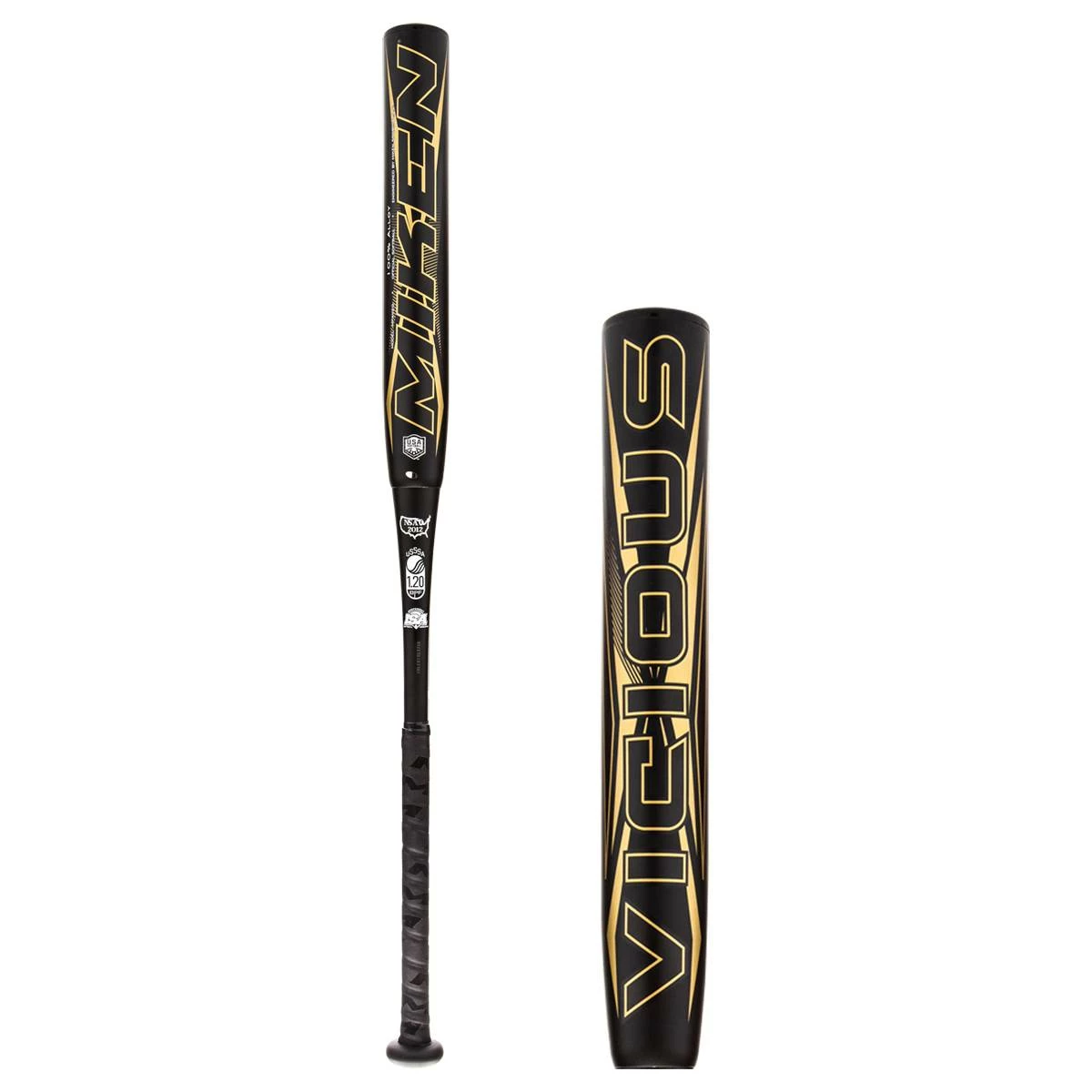 Great Protection Miken Vicious 13" End Loaded Dual Stamp Slow Pitch Softball Bat: MPAV20 Black, Gold | BaseBall Bat Gear Shop Outlet - Image 2