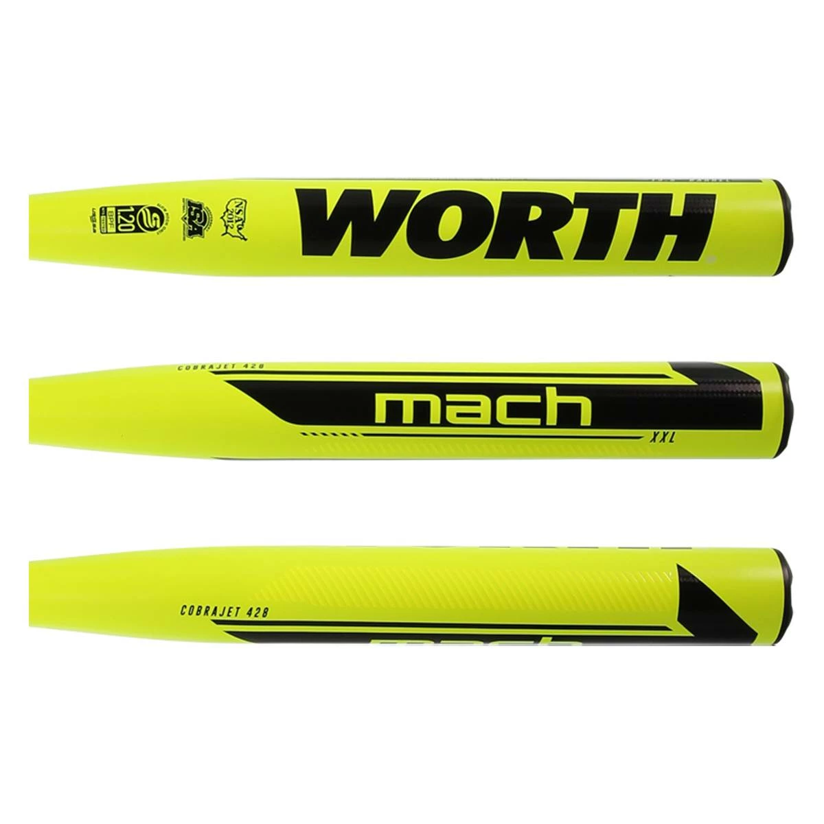 Worth Mach 1 Cobra Jet 428 13.5" XXL USSSA 240 Slow Pitch Softball Bat: WM21MU Yellow, Black Outlet Online - BaseBall Bat Gear Shop - Baseballbatgear.shop
