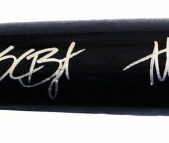 Sports-Autographs Kris Bryant And Anthony Rizzo Chicago Cubs Signed Autographed Rawlings Pro Black Bat Pinpoint COA